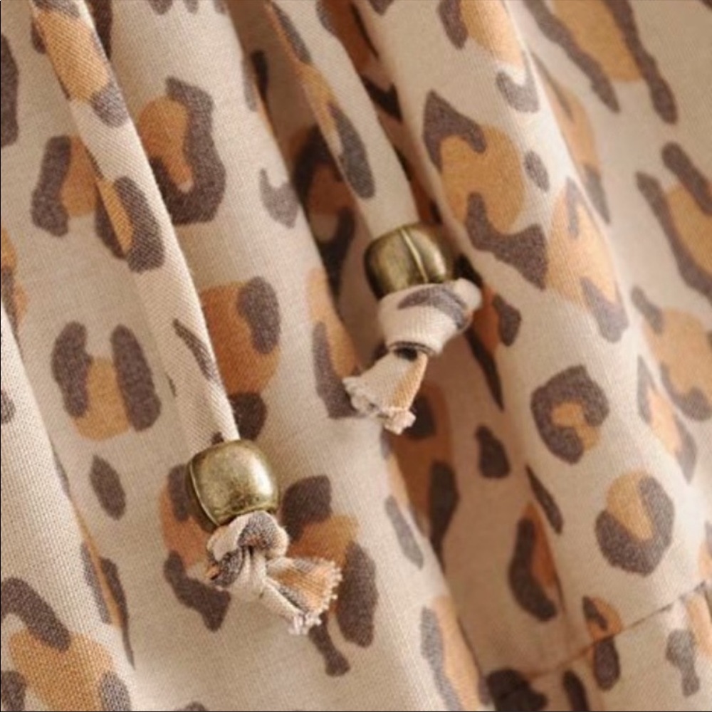 Boho leopard print maxi skirt tiered cinch - Picture 6 of 8